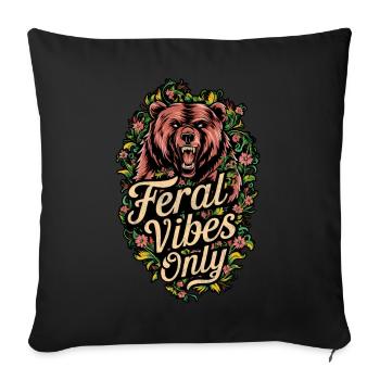 Feral Vibes Only Bear Wild Nature Floral - Sofa pillowcase 17,3'' x 17,3'' (45 x 45 cm) - black - Front