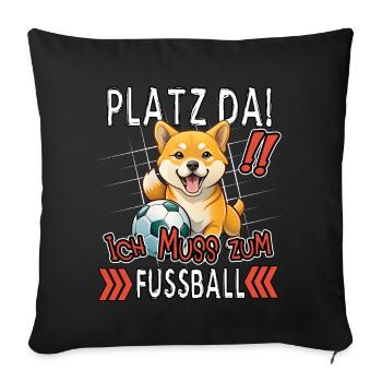 Faites de la place ! Je dois aller au football Funny Dog - Housse de coussin décorative 45 x 45 cm - noir - Devant