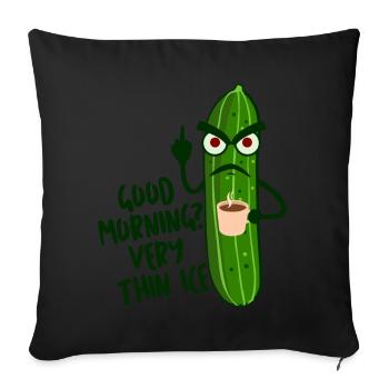 Concombre Concombres Cornichons - Housse de coussin décorative 45 x 45 cm - noir - Devant