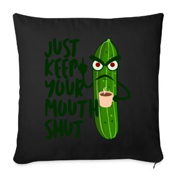 Grumpy Concombre Doigt d’honneur Café - Housse de coussin décorative 45 x 45 cm - noir - Devant