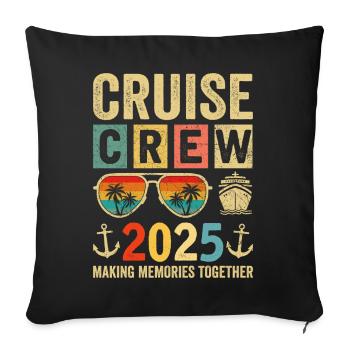 Équipage de croisière 2025 - Housse de coussin décorative 45 x 45 cm - noir - Devant