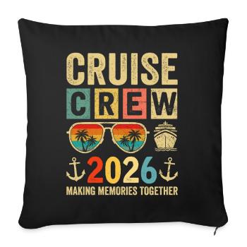 Équipage de croisière 2026 - Housse de coussin décorative 45 x 45 cm - noir - Devant