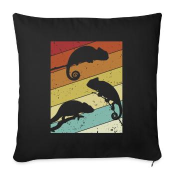 Panthère voilée rétro Chamaeleonidae amoureuse - Housse de coussin décorative 45 x 45 cm - noir - Devant
