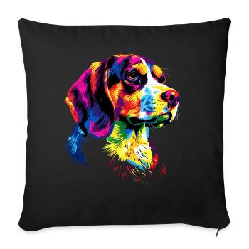 Beagle Puppy Popart Cute Dog Colorful Colors Beagle - Sofa pillowcase 17,3'' x 17,3'' (45 x 45 cm) - black - Front