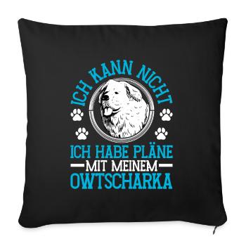 Ovcharka Plans with Caucasian Ovcharka - Sofa pillowcase 17,3'' x 17,3'' (45 x 45 cm) - black - Front