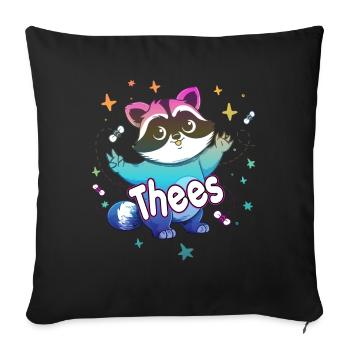 THEES - Beautiful boy name with cute raccoon - Sofa pillowcase 17,3'' x 17,3'' (45 x 45 cm) - black - Front