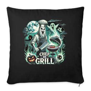 Ghost Chef at the Grill T-Shirt – Chef de Grill - Sofa pillowcase 17,3'' x 17,3'' (45 x 45 cm) - black - Front