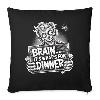 T-shirt drôle de dîner zombie pour Halloween - Housse de coussin décorative 45 x 45 cm - noir - Devant