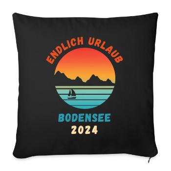 Bodensee Urlaub 2024 Bodenseeregion Idee - Sofakissenbezug 45 x 45 cm - Schwarz - Vorne
