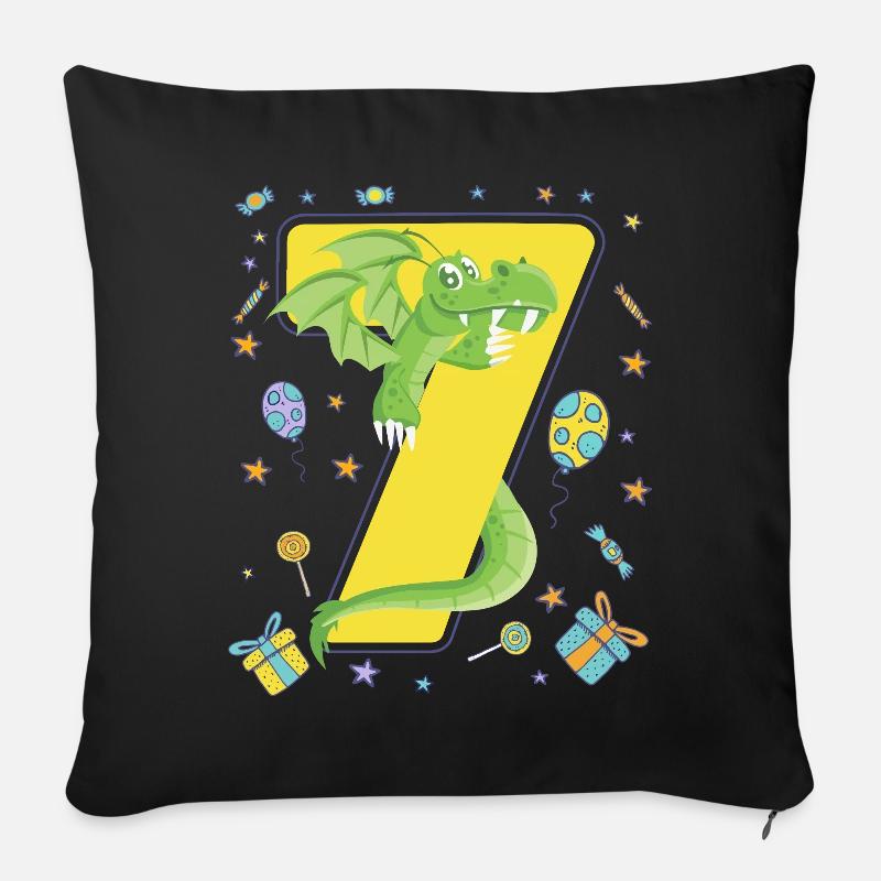 7. Geburtstag - Sofakissenbezug 45 x 45 cm - Schwarz