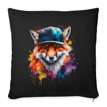 Casquette Fox Snapback Cool Animal Design Print - Housse de coussin décorative 45 x 45 cm - noir - Devant