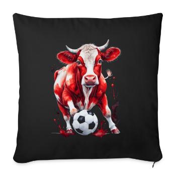 Vache Football Coloré Suisse Animal Design Imprimer - Housse de coussin décorative 45 x 45 cm - noir - Devant