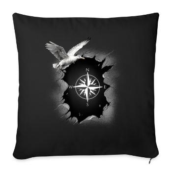 maritime seagull compass seagulls wind rose - Sofa pillowcase 17,3'' x 17,3'' (45 x 45 cm) - black - Front