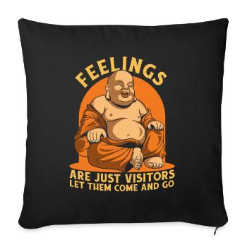 Feelings Are Just Visitors Buddhist Statue Symbol - Sofa pillowcase 17,3'' x 17,3'' (45 x 45 cm) - black - Front
