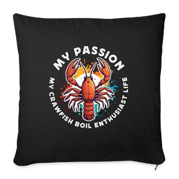 Écrevisses bouillir Ma passion Mon amateur d’écrevisses Fruits de mer - Housse de coussin décorative 45 x 45 cm - noir - Devant