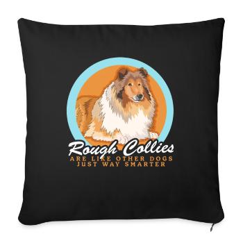 Collie chien Collie Collie à poil long cadeau - Housse de coussin décorative 45 x 45 cm - noir - Devant