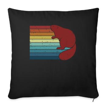 Retro Castor Canadensis Nordamerikanisch Eurasisch - Sofakissenbezug 45 x 45 cm - Schwarz - Vorne