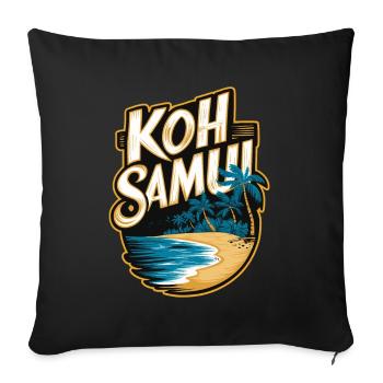 Plage souvenir de Koh Samui et palmiers - Housse de coussin décorative 45 x 45 cm - noir - Devant