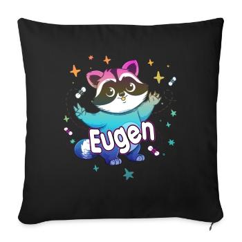 EUGEN - Beautiful boy name with cute raccoon - Sofa pillowcase 17,3'' x 17,3'' (45 x 45 cm) - black - Front