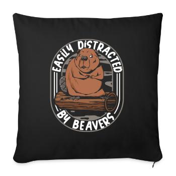 Facilement distrait par les castors North American - Housse de coussin décorative 45 x 45 cm - noir - Devant