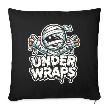 Chemise d’Halloween avec des momies et le texte « Under Wraps » - Housse de coussin décorative 45 x 45 cm - noir - Devant