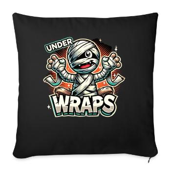 Momie effrayante Halloween avec texte « Under Wraps » - Housse de coussin décorative 45 x 45 cm - noir - Devant