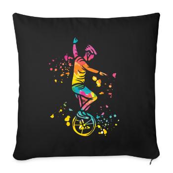 Unicycliste monocycle monocycle - Housse de coussin décorative 45 x 45 cm - noir - Devant
