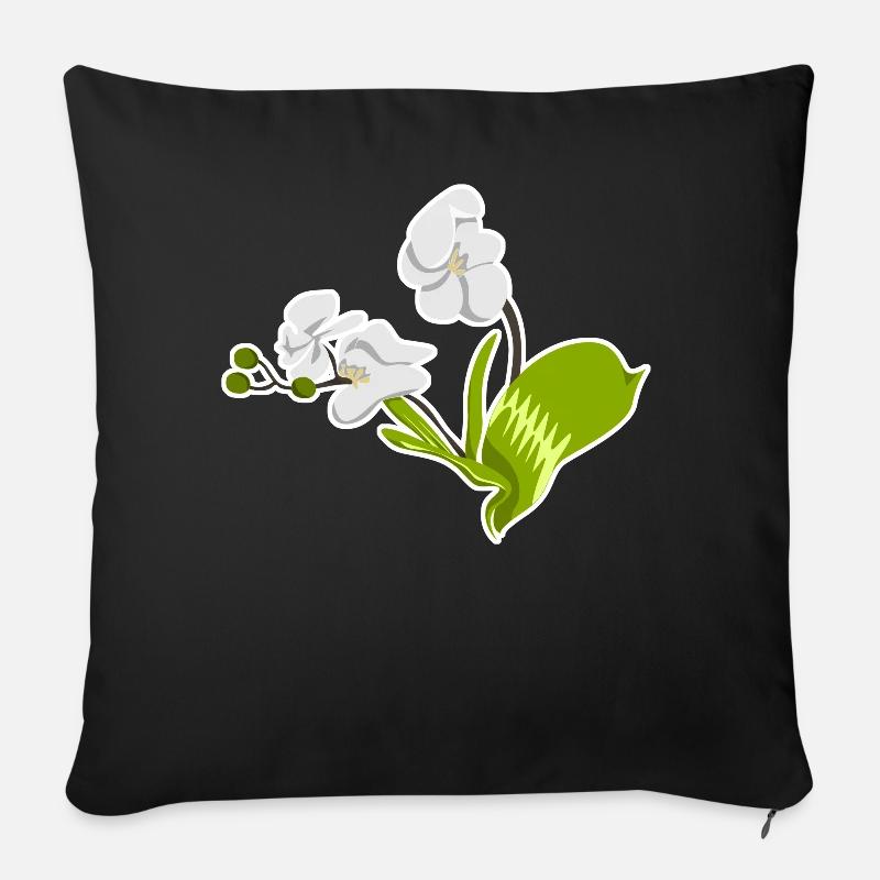 Orchidée Phalaenopsis Orchidées Fleurs - Housse de coussin décorative 45 x 45 cm - noir