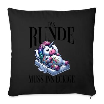 I'm tired so the round has to sleep in the square - Sofa pillowcase 17,3'' x 17,3'' (45 x 45 cm) - black - Front