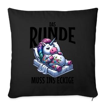 I'm tired so the round has to sleep in the square - Sofa pillowcase 17,3'' x 17,3'' (45 x 45 cm) - black - Front