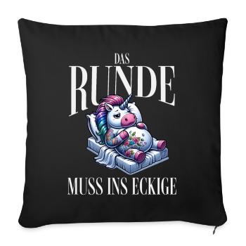 I'm tired so the round has to sleep in the square - Sofa pillowcase 17,3'' x 17,3'' (45 x 45 cm) - black - Front