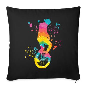 Unicycliste monocycle monocycle - Housse de coussin décorative 45 x 45 cm - noir - Devant