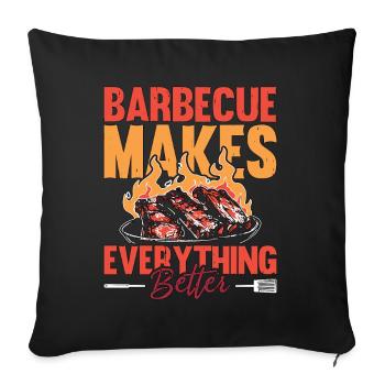 Le barbecue barbecue de porc effiloché rend la viande grillée amateur - Housse de coussin décorative 45 x 45 cm - noir - Devant