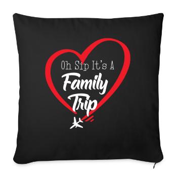 Oh Sip C’est un voyage en famille - Housse de coussin décorative 45 x 45 cm - noir - Devant