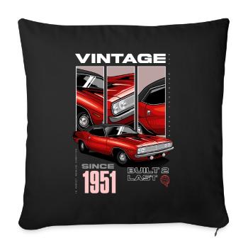 Je ne suis pas vieux Je suis Voiture classique vintage Né en 1951 - Housse de coussin décorative 45 x 45 cm - noir - Devant
