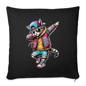 Chat dabbing intelligent de la rue - Housse de coussin décorative 45 x 45 cm - noir - Devant
