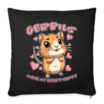 Gerbille disant rat de course drôle gerbille cadeau - Housse de coussin décorative 45 x 45 cm - noir - Devant