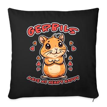 Gerbille disant rat de course drôle gerbille cadeau - Housse de coussin décorative 45 x 45 cm - noir - Devant
