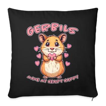 Gerbille disant rat de course drôle gerbille cadeau - Housse de coussin décorative 45 x 45 cm - noir - Devant