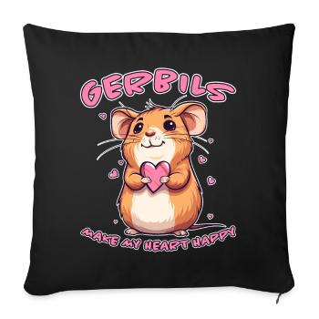 Gerbille disant rat de course drôle gerbille cadeau - Housse de coussin décorative 45 x 45 cm - noir - Devant