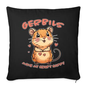 Gerbille disant rat de course drôle gerbille cadeau - Housse de coussin décorative 45 x 45 cm - noir - Devant