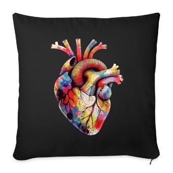 Colorful Anatomical Heart Medical Heart - Sofa pillowcase 17,3'' x 17,3'' (45 x 45 cm) - black - Front
