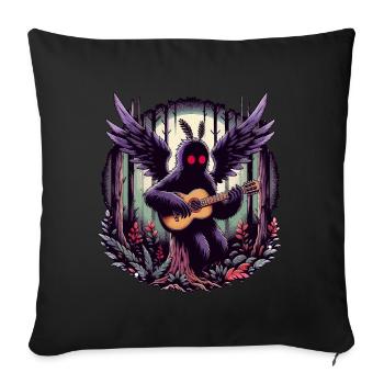 Mothman mit klassischer Gitarre - Sofakissenbezug 45 x 45 cm - Schwarz - Vorne