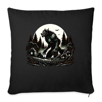 Esthétique loup-garou Lune - Housse de coussin décorative 45 x 45 cm - noir - Devant