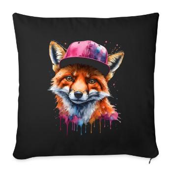 Casquette Fox Snapback Cool Animal Design Print - Housse de coussin décorative 45 x 45 cm - noir - Devant