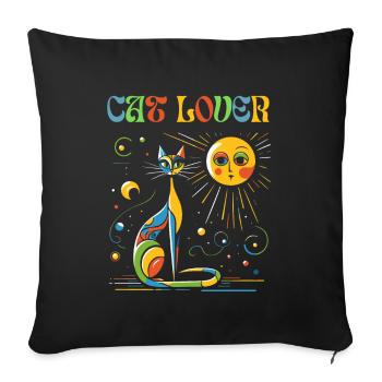 Cat Cat Lover Miró Art Artist Cat Lady - Sofa pillowcase 17,3'' x 17,3'' (45 x 45 cm) - black - Front
