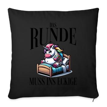 I'm tired so the round has to sleep in the square - Sofa pillowcase 17,3'' x 17,3'' (45 x 45 cm) - black - Front