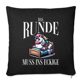 I'm tired so the round has to sleep in the square - Sofa pillowcase 17,3'' x 17,3'' (45 x 45 cm) - black - Front