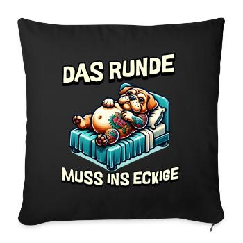 I'm tired so the round has to sleep in the square - Sofa pillowcase 17,3'' x 17,3'' (45 x 45 cm) - black - Front