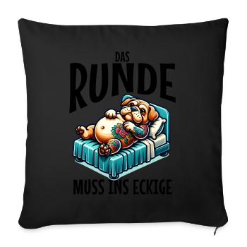I'm tired so the round has to sleep in the square - Sofa pillowcase 17,3'' x 17,3'' (45 x 45 cm) - black - Front